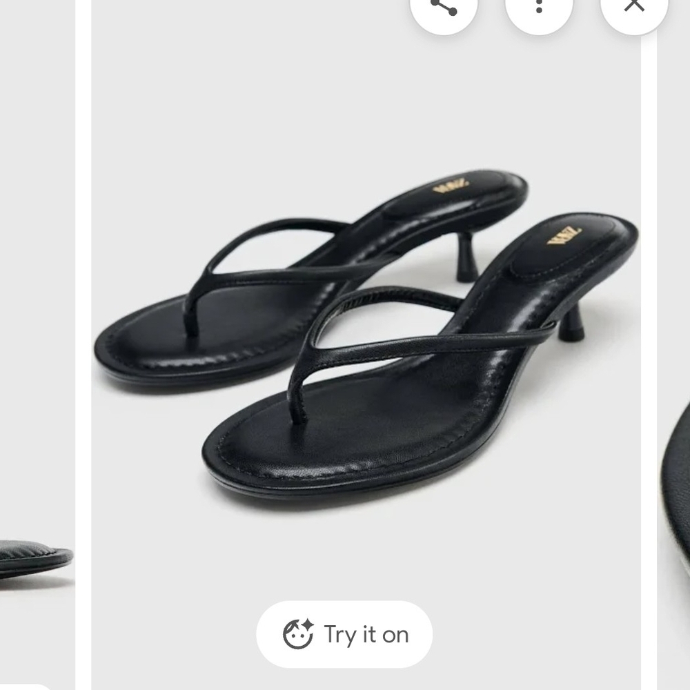 Zara Elegant Black Kitten Heeled Sandals
